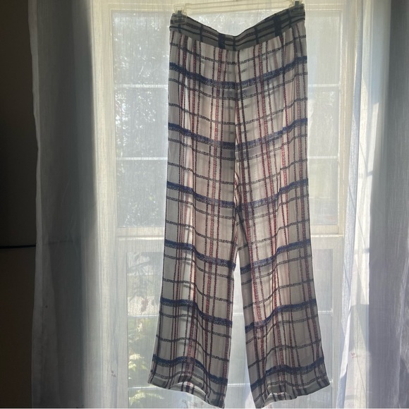 TOV Los Angeles women stripe white stripes polyester pants. Size 42. Used - Picture 1 of 12